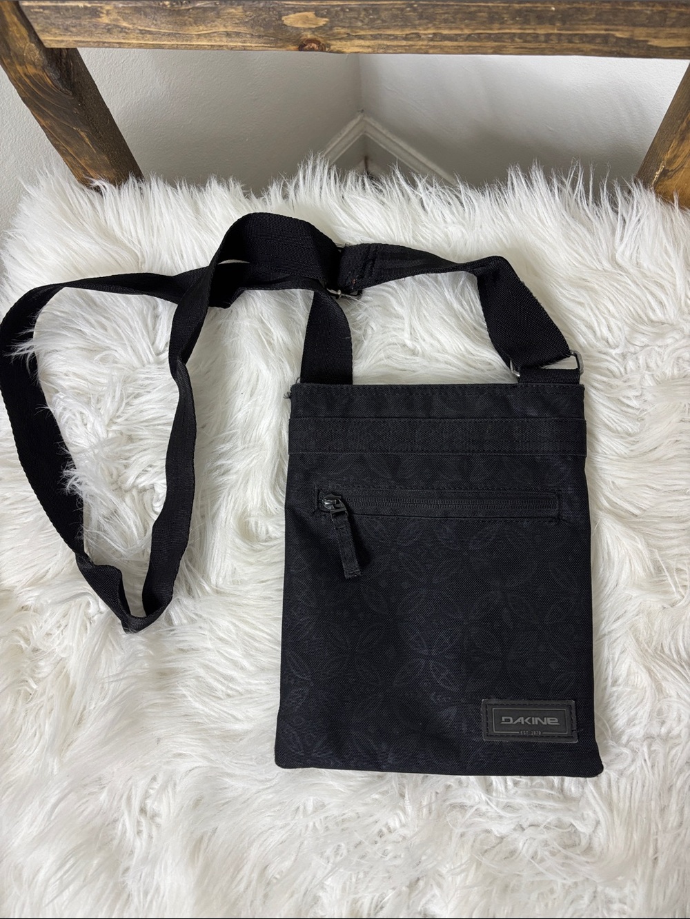 Dakine Black Small Crossbody Messenger Bag with Subtle Pattern
